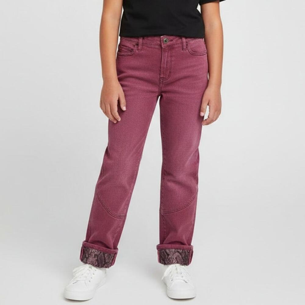 Vintage Diane Gilman DG2 Maroon Jeans Size 8T Snake Contrast Print Roll Cuff